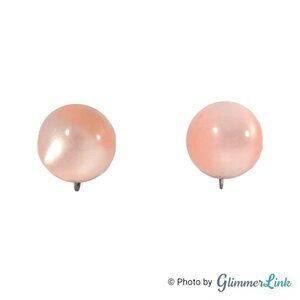 Vintage Pink Moonglow Lucite Dome Small 5/8" Round Screw Back Earrings